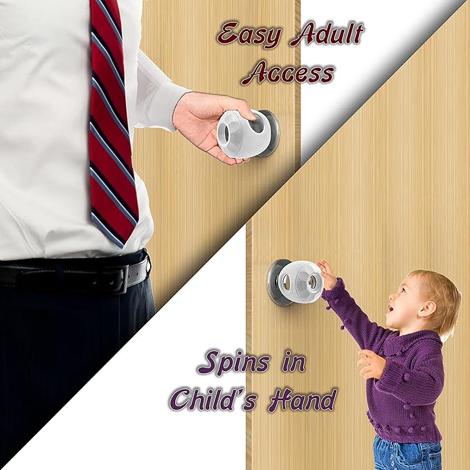 Driddle Door Knob Safety Cover for Kids - 5 Pack - Baby Proof Door Knob Covers - Door Locks for Kids Safety Child Proof - White