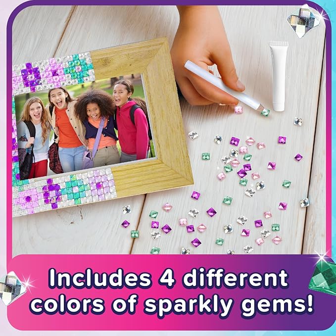PURPLE LADYBUG Kids Picture Frame Mosaic Kit with Sparkly Gems - Fun Arts & Crafts for Girls 8-12 6-8, Great Gifts for Birthday for 6 7 8 9 10 11 12 Girls - Ideal for Sleepovers, Playdates