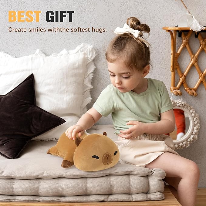 Onsoyours Original Weighted Stuffed Animals, Cute Weighted Positive Capybara Plush Pillow Toy Soft Weighted Capybara Plushies Gift for Kids Adults (9.8", 1.0 Lbs)