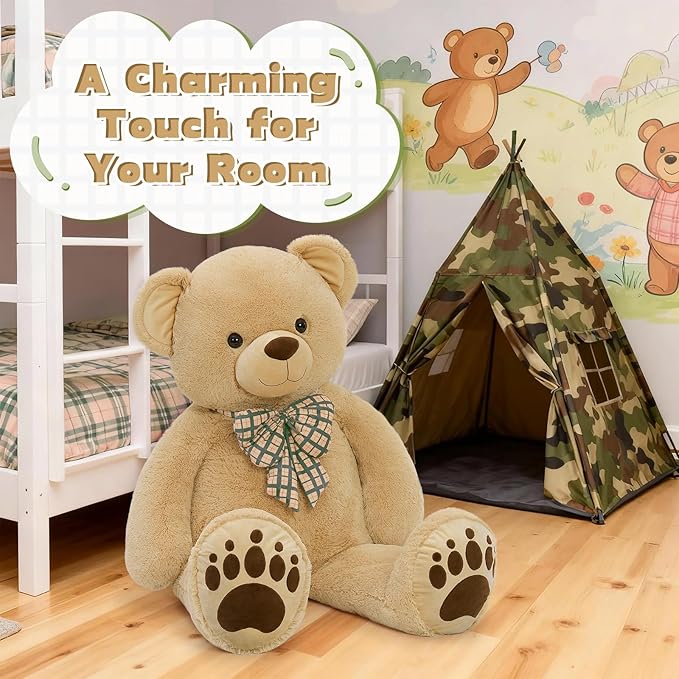 MorisMos 5 FT Big Teddy Bear, 5 Feet Huge Teddy Bears Stuffed Animals for Boyfriend Girlfriend Wife, Cuddly Gift Life Size Bear on Valentines Birthday, 59 Inch, Brown