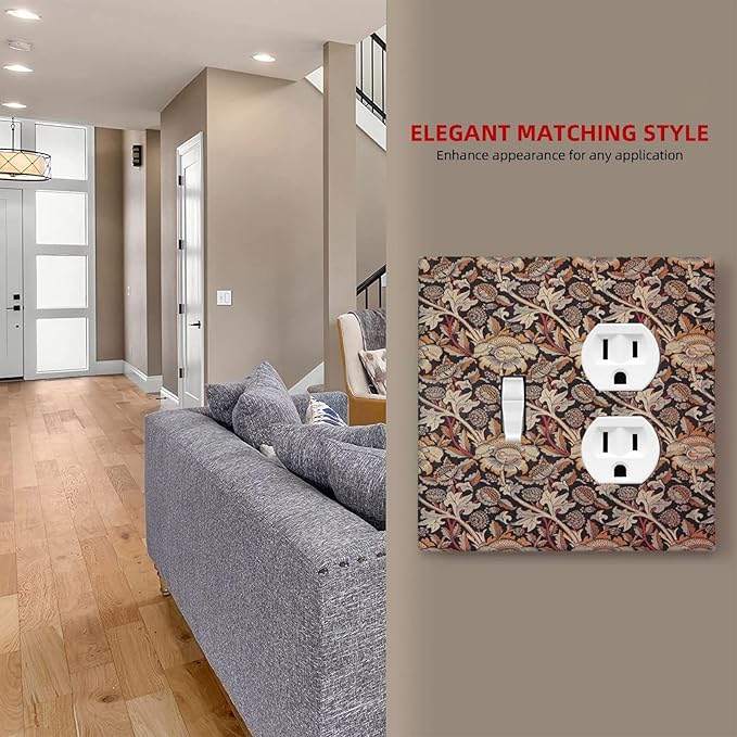Wallplates Vintage William Morris Floral Plants 1 Toggle 1 Duplex Switch Plate Electrical GFCI Faceplate Decorative Light Switch Covers for Bedroom living Room Decor