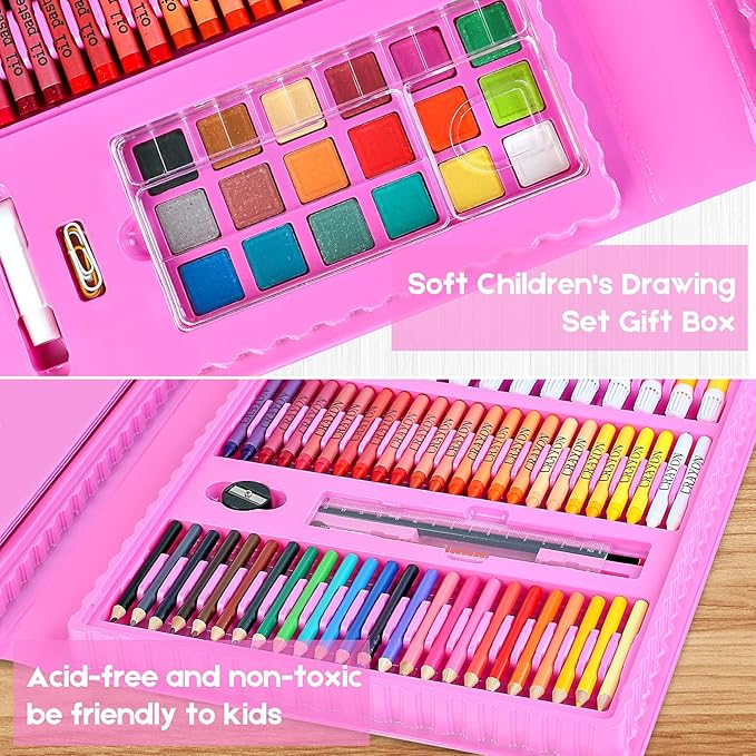 iBayam 251-Pack Art Supplies, Drawing Arts Kits for Kids Teens Adult - Travel Art Set Case with Double Sided Trifold Easel, Drawing Pad, Coloring Book, Scratch Paper, Gifts Idea for Girls Boys Artist