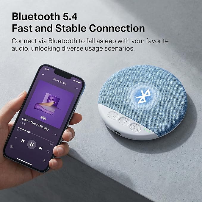 Ultra-Thin Bluetooth Pillow Speaker,Mini Portable Under Pillow Speaker with White Noise Timer Wireless Sleep Aid,Bone Conduction Sound Design for Side Sleepers,Private Stereo Sound for Adult&Kid,Blue