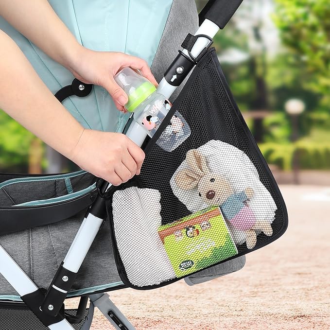 Accmor Universal Stroller Organizer, Side Sling Stroller Organizer, Mesh Cargo Net Stroller Storage Caddy Accessories, Stroller Bag Accessories Fits for Uppababy, Nuna, Baby Jogger, Doona Strollers