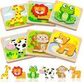 Benresive Wooden Toddler Puzzles, 6pcs Animal Montessori Toys for 1-3 Year Old Boys & Girls, Learning Educational Preschool Toys, Great Gifts for 1 2 3 Year Olds