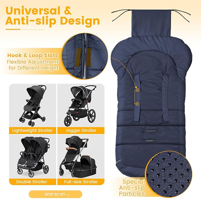 Orzbow Warm Bunting Bag Universal, Stroller Sleeping Bag Cold Weather, Waterproof Toddler Footmuff (Blue, Large)