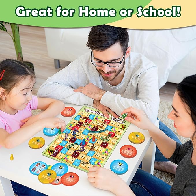 Broytain Emotional Board Games for Kids,Ladders and Snakes Board Game,Learning Resources,Social Skills Emotional Regulation Toys for Toddlers,Classroom Travel Indoor Outdoor Family Games