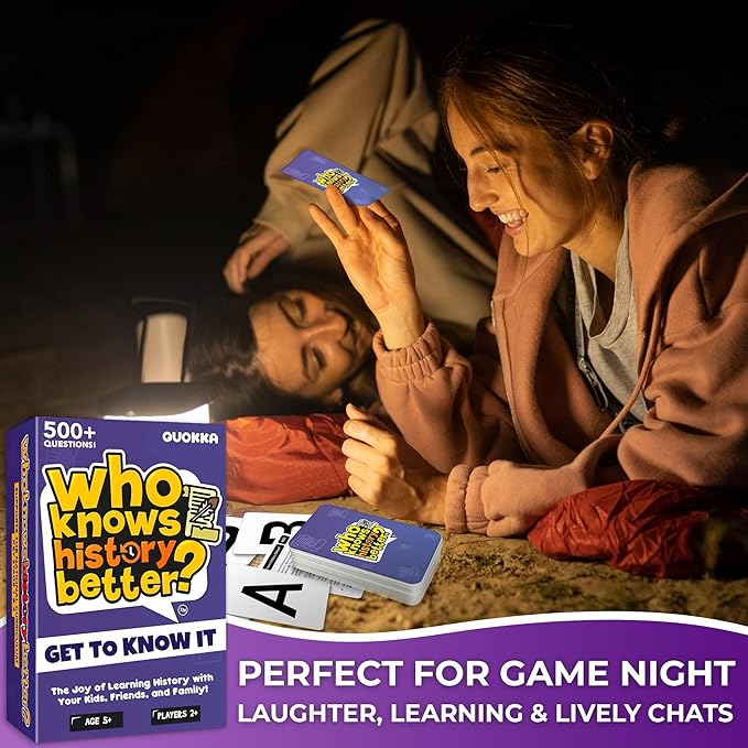 Board Games for Kids 8-12 – Family Card Games for Kids and Adults – History Trivia Cards for Family Game Night – Who Knows History Better – 500+ Questions – Fun Card Game for Families and Teens