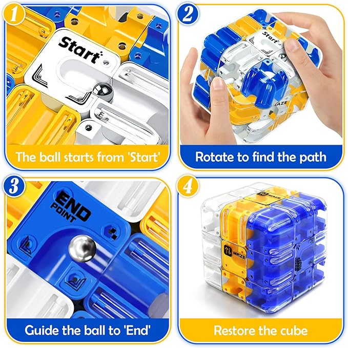 3D Maze Cube Puzzle – Brain Teaser Game for Kids & Adults, Educational Sensory Fidget Toy for Teens, Birthday Gift