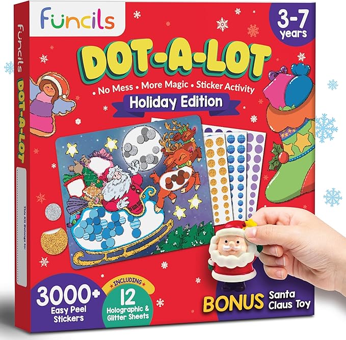 Christmas Special - Dot Stickers for Toddlers, Holiday Theme Dot Art Activity for Kids, DIY Craft Kit, Stocking Stuffers, Christmas Gift for Boys & Girls Ages 3, 4, 5, 6, 7 Year Old