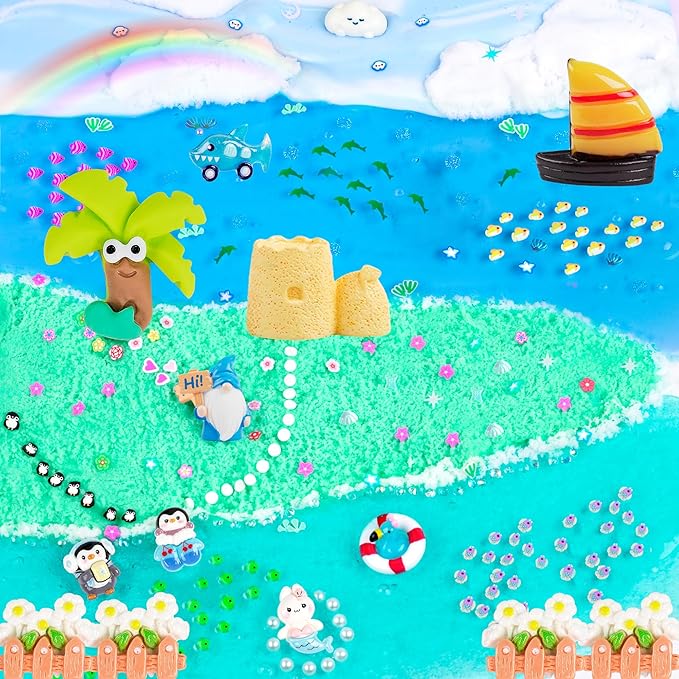 LAWOHO 6 Pack Blue Ocean Slime, Clear Butter Cloud Slime Kits for Girls Ages 8-12, Non-Stick Kids Slime Party Favor Toys with Add-Ins, Birthday Goodie Bag Stuffers Easter Valentines Day Gifts for Kids