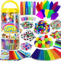 FUNZBO Arts and Crafts Supplies for Kids - Kindergarten School Craft Kit with Glitter Glue Stick, Glue, Pipe Cleaners Craft and Kids' Scissor, Birthday Gifts for Toddler Girls Boys Age 4+