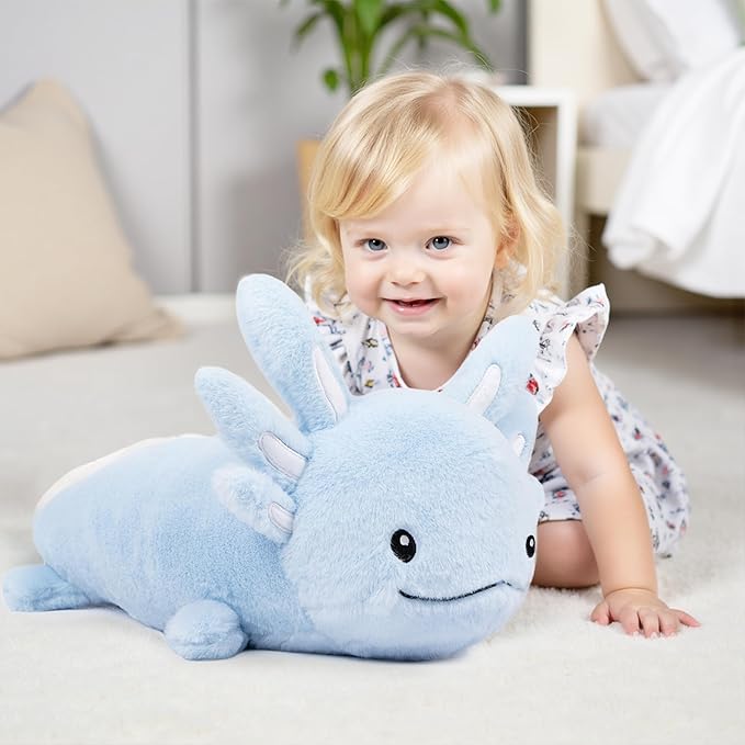 Niuniu Daddy 24" | 5 Pound Blue Axolotl Weighted Stuffed Animals for Kids Adults Girls Boys, Giant Cute Axolotl Stuffy Plush Toy, Kawaii Body Pillow Present for Holidays Christmas