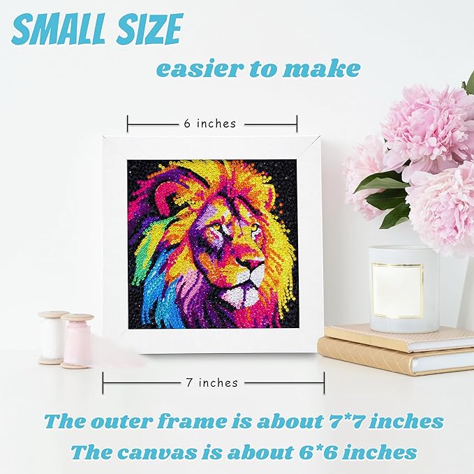 Libfx Diamond Art Kits for Kids with Frame Diamond Art for Girls Boys Beginners Arts and Crafts Ages 8-12 Birthday Gifts (Lion)