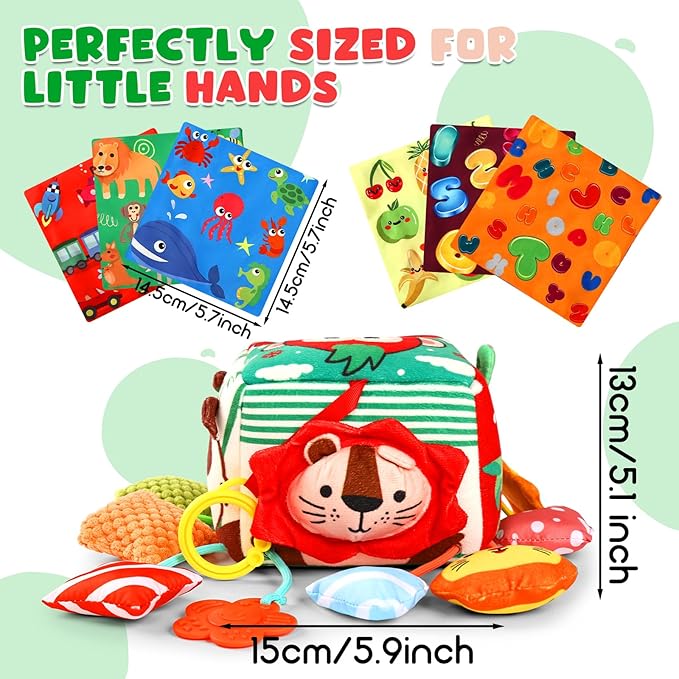 YOGINGO Montessori Toys for 1 Year Old - Tissue Box Baby Toys, Soft Stuffed High Contrast Crinkle Infant Sensory Toys, Boys&Girls Kids Early Learning Gifts