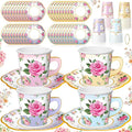 Umigy 36 Sets Mother's Day Tea Party Decorations 9 oz Floral Paper Teacups & Saucer Set for Girls Women Tea Parties Mothers Day Bridal Shower Wedding Birthday Party Decorations(Gradient Mixed Color)