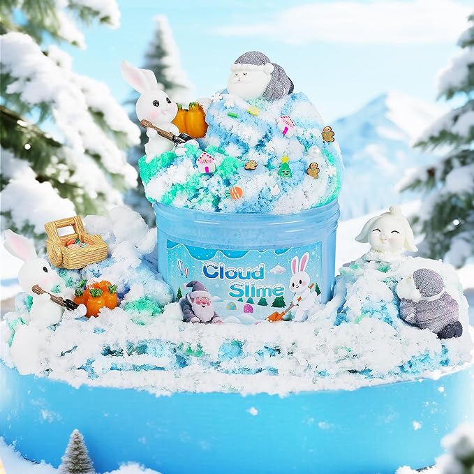 Bunny Cloud Slime Kit 2 Pack, 14oz Easter Slime for Girls Ages 8-12, Mree Free Slime Toys for Girls and Boys, Fun Winter Slime Set Party Favors Goodie Bag Stuffers Birthday Easter Gift