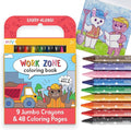 Ooly Travel Art Kit with 9 Jumbo Crayons & 48 Themed Coloring Pages & Case for Easy Traveling Art Creation, Perfect Airplane & Road Trip Activities for Kids - Work Zone