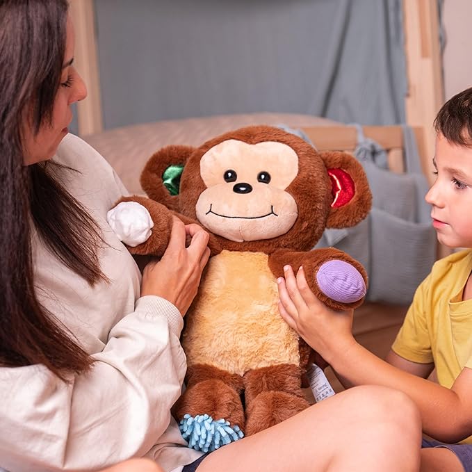 ODOXIA Sensory Monkey Stuffed Animal | Sensory Plush Toy | Fidget Stuffed Animal for Kids | Great for Sensory Needs | Sensory Stuffed Animals for Children | Sensory Pillow Plush