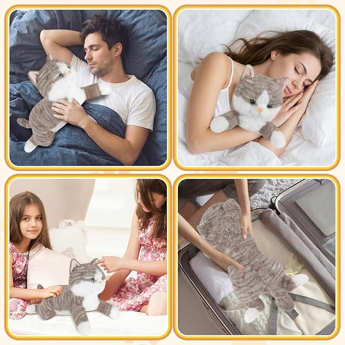 26.5 inch 5 Lbs Weighted Cat Stuffed Animals, Large Realistic Cat Weighted Stuffed Animal, Sensory Comfort Plush Throw Pillow, Soft Kawaii Kitty Plush Toy Gift for Adults Youth