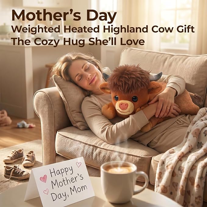 Mewaii Weighted Stuffed Animals with Microwavable Heating Pad - 5 lbs Adjustable, Heatable & Coolable Stuffed Animal for Realistic Hug, Removable Inner Pad, Plush Gifts for Kids (Amber Brown, 23 Inch)