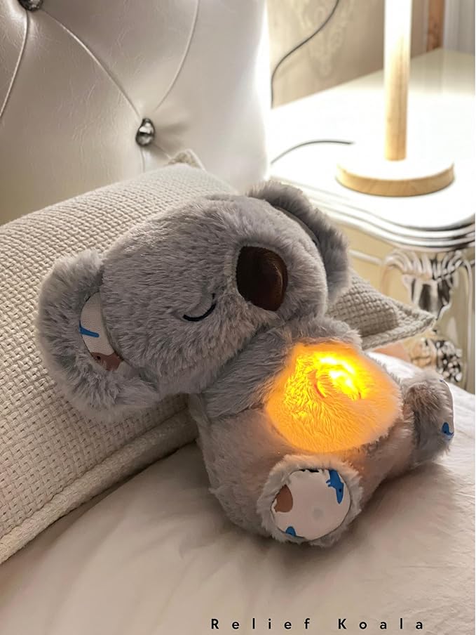 Anxiety Relief Koala, Breathing Teddy Bear with Calming Music, Lights, Sleeping Otter Plush, Soothing Koala for Adults & Kids, Stress Relief Stuffed Animal (3-Level Adjustable Volume)