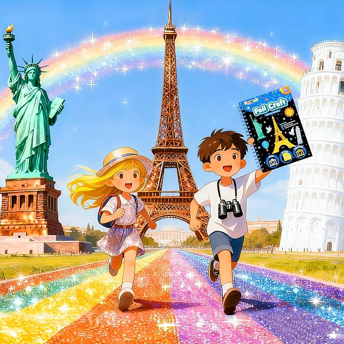 FUNNYB&G Foil Art Crafts for Kids Ages 4-8: Mother's Day 2026, Birthday Gift for Kids, Art and Crafts Supplies, Party Favors, Creative Toys for Kids 4 5 6 7 8 9 Years Old(Buildings)