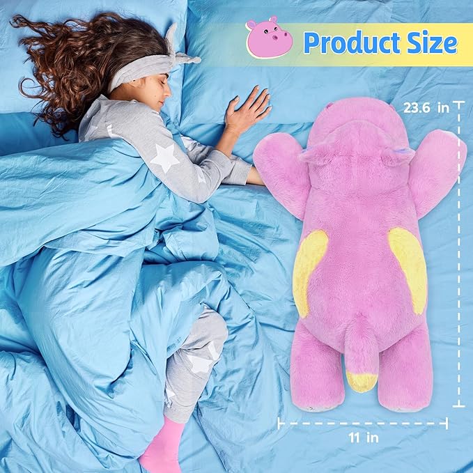 PEACH CAT 23.6 inch 5 lbs Hippo Weighted Stuffed Animals Large Hippopotamus Plushies Cute Plush Toys Gifts for Kids Adults