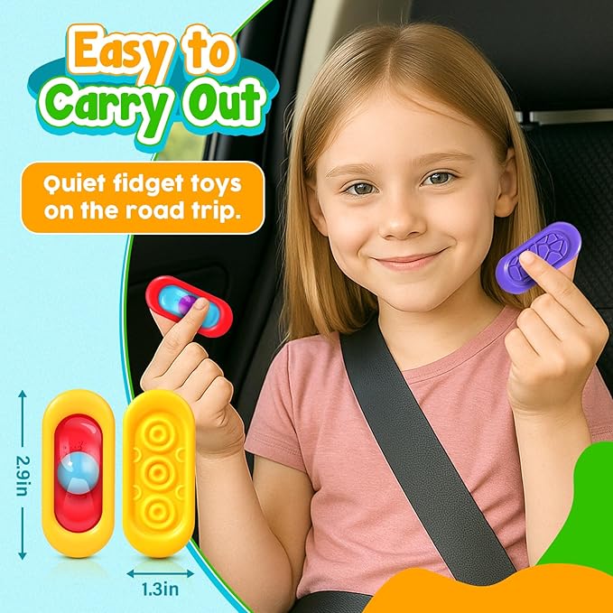 Sensory Marble Fidget Toys for Kids- 6 Pcs Quiet Fidget for Classroom, Gel Filled Autism Sensory Toys ADHD, Silent Stress Squishy Fidgets Worry Stones, Squeeze Travel Gifts for Kids Student Adults