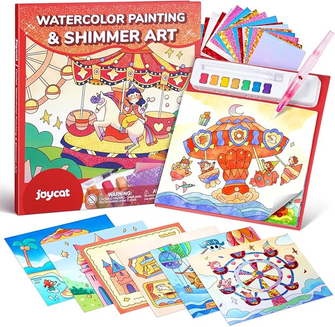 JoyCat Paint with Water Coloring Books, Art & Craft Activity, No Mess Art for Kids Ages 4-8, Craft Kits & Supplies, DIY Creative Activity, Gifts for Girls & Boys (Funfair)