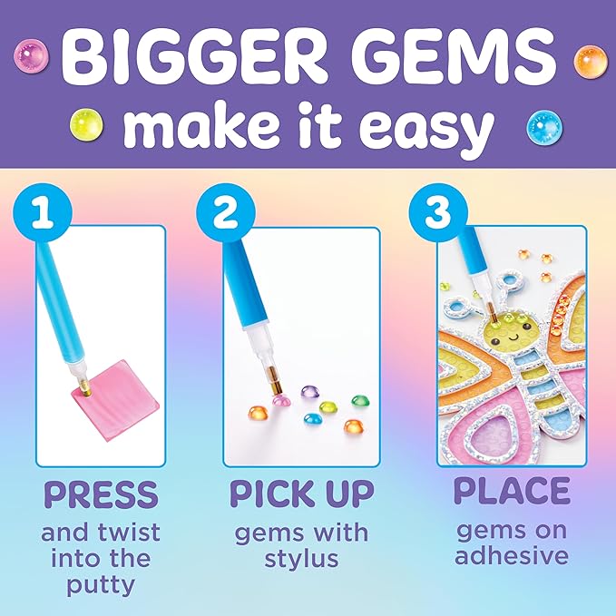 Creativity for Kids Bubble Gem Super Sticker: Butterfly - Mini Diamond Painting Kits for Kids, Arts and Crafts for Kids, Small Gifts for Spring for Girls (Ages 6+)