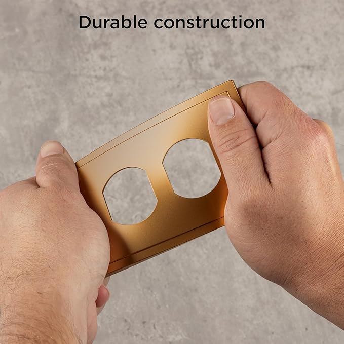 UltraPro Screwless Duplex Receptacle Wallplate, 1-Gang – Modern Snap-On Cover, Child-Safe, Durable Polycarbonate, Easy DIY Installation – Brushed Bronze – 85748