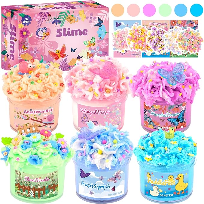 6 Pack Cloud Pink Slime Kids, Slime kit for Girls Ages 8-12, Toys for Girls and Boys, for Kids Set Party kit Goodie Bag Stuffers, Girl Birthday Gift Cute Stuff