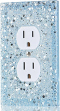 Blue Glitter Outlet Covers - Sparkling Wall Plate 5.1"x3.15", Unique Gift for Her, Housewarming, Birthday, Home Decor,Single Duplex