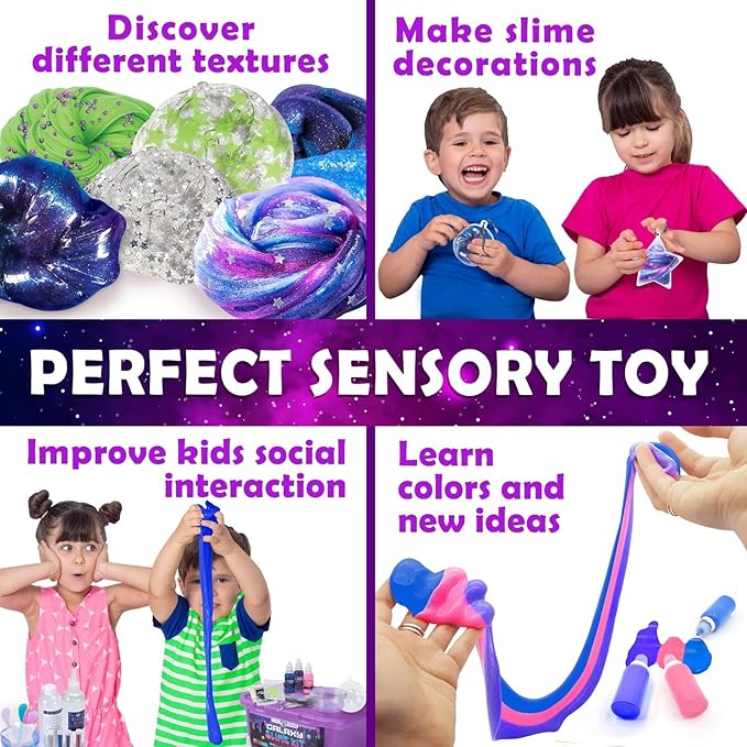Original Stationery Galaxy Slime Kit for Kids Ages 8–12, DIY Space Slime Set with Glow-in-The-Dark Stickers & Galactic Glitter, Fun Cosmic Craft for Creative Play, Birthday Gift for Boys & Girls