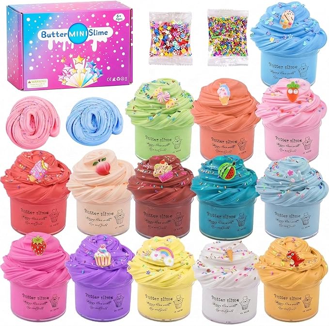 Butter Slime Kit, 14 Pack Mini Scented Slime, Party Favor Supplies, Soft and Stretchy, Party Favors for Girls Boys, Birthday Gifts for Kids, Sludge Toy