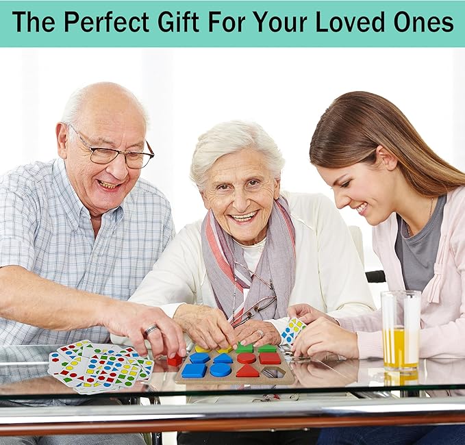 Dementia Products - Alzheimers Activities for Seniors Gifts for People with Dementia Easy Shapes Memory Activities for Elderly Geometric Cognitive Matching Puzzles