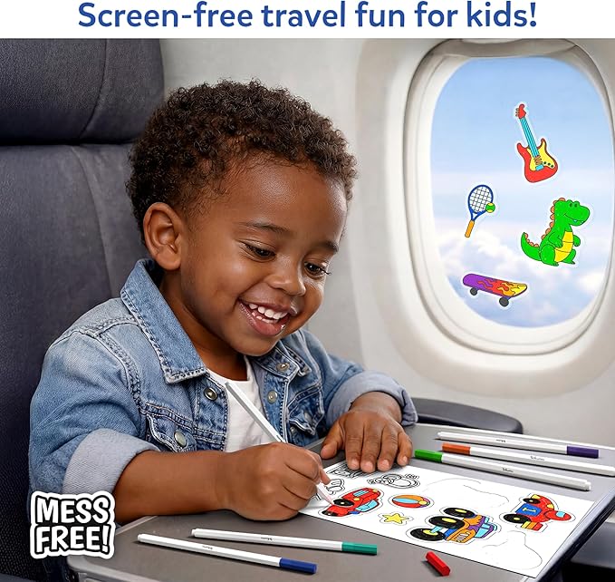 Skillmatics Cling Art – Color Clingz, 50+ Reusable Static Stickers, Mess-Free Fun for Kids, DIY Craft Kits & Supplies, Travel Toys, Creative Gifts for Boys and Girls Ages 3, 4, 5, 6, 7