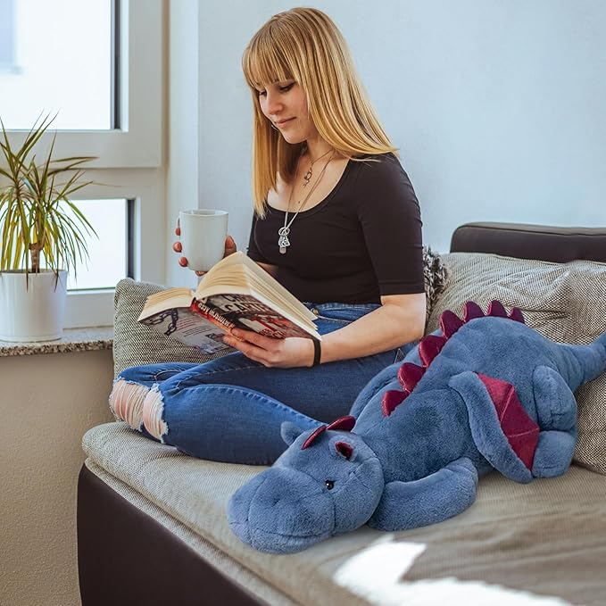 Pterosaur Stuffed Animal with Wings - Cute Soft Dinosaurs Plush Toys Little Flying Dragon Plushies Pillow Doll Christmas Birthday Gifts for Kids Boys Girls (Blue,59.05inch/150cm)