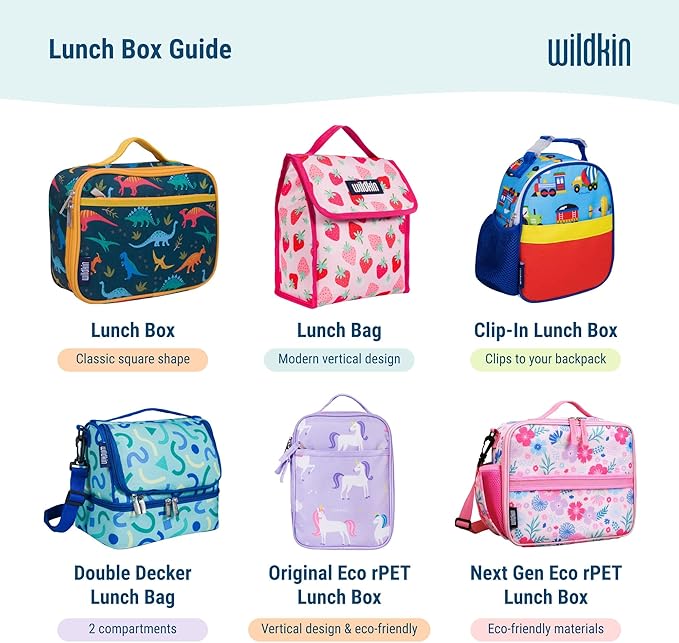 Wildkin Kids Insulated Lunch Box – Durable and Reusable for School & Travel - Sharks