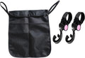 Umbrella Stroller Organizer With Two pockets for diapers, wipes,snacks and other necessities,Detachable Straps,with 2 extra Plastic Organizer Hooks (Pink)
