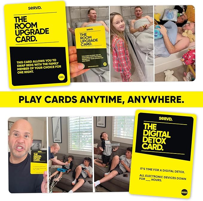 Hasbro SERVD Kids vs Parents Edition Game – Hilarious Real-Life Family Card Game for Kids, Teens, Adults – Fun Challenges – 2-6 Players – Ages 8+