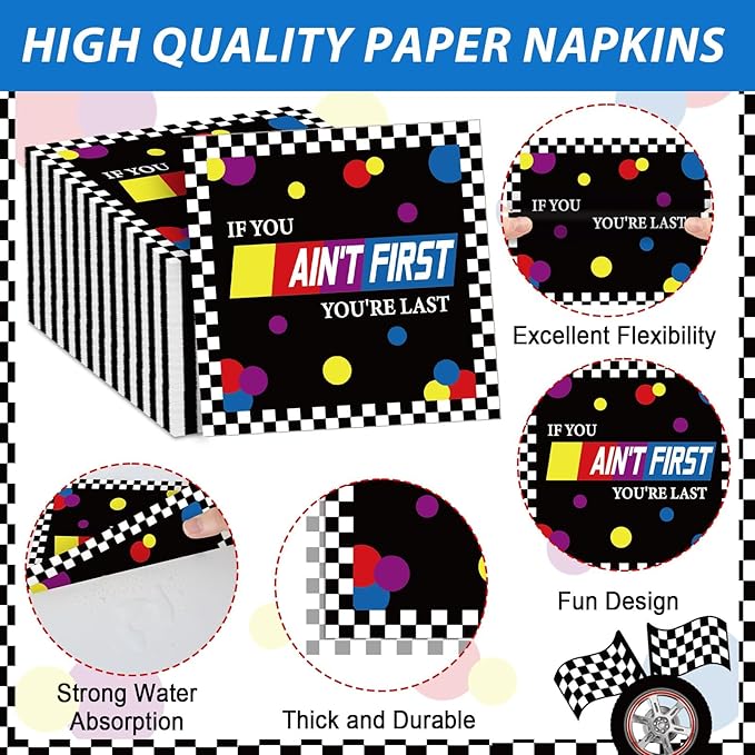 96 Pcs Race Car 1st Birthday Party Plates and Napkins Racing Cars First Birthday Decor Race Car One Year Old Dessert Cake Plates Racing Cars Theme Tableware Set for Kids Boy Party Decor 24 Guests