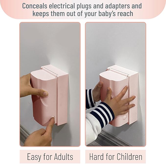 Bates - Baby Safety Outlet Cover Box, Pink, Outlet Covers Baby Proofing, Plug Covers Baby Proofing, Baby Outlet Cover, Socket Covers Baby Proofing, Baby Outlet Covers Baby Proof, Outlet Box Cover
