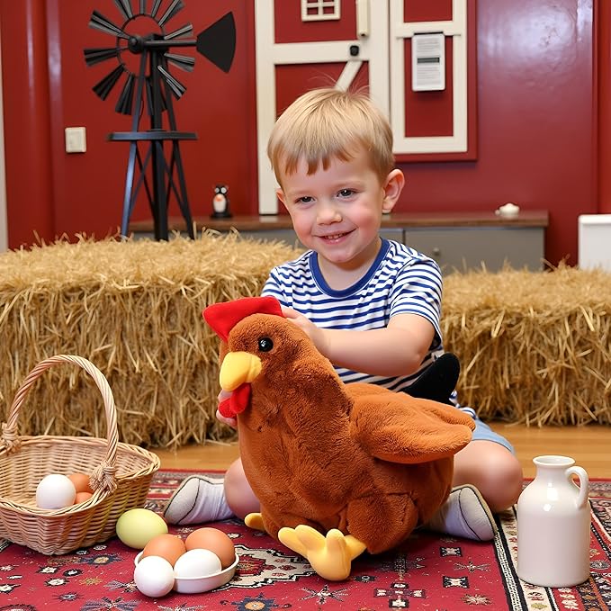 Ryttir Large Chicken Plush - 17.7" Extra Soft Chicken Stuffed Animal Hugging Pillow with Rotund Belly,Safety Nursery Decor & Sensory Comfort,Cuddle Companion for Age 0+(Birthday Gender Neutral Gift)