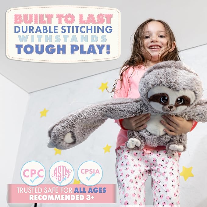 Huggle Healers Weighted Stuffed Animals for Adults, Teens and Kids - 36 Inch Long Plush Arms for Hugs - 4.5lb Sloth Stuffed Animal Plushies - Marshmallow Sloth