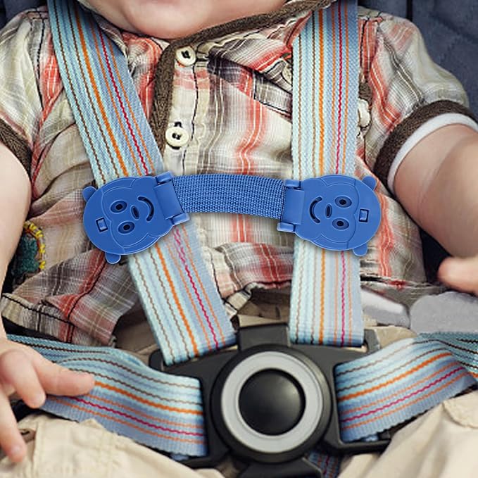 Anti Escape Strap, Baby Harness Chest Clip Safety Clip, Prevent Children/Kids Taking Their Arms Out of Child High Chairs/Strollers/Baby Reins, Blue(2 Pack)