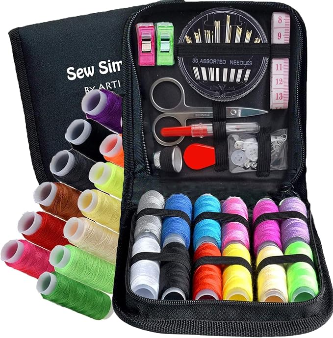 ARTIKA Travel Sewing Kit, 59-Piece Portable Kit for Travel, Includes Scissors, Thread, Tape Measure - Sewing Accessories and Supplies