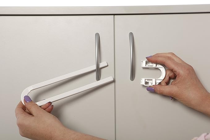 Dreambaby U Shaped Cabinet Locks - Extra Long Child Lock for Cabinets - Gliding Baby Safety Locks (6 Pack)