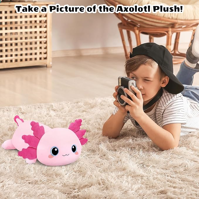 Finebee Weighted Axolotl Stuffed Animals, Cute Weighted Axolotl Plush, Soft Stuffed Weighted Plush Pillow Gifts for Kids Adult(9.8" 0.8Lbs)